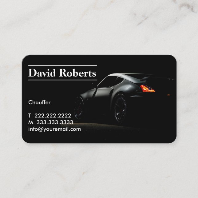 Chauffeur Taxi Driver Professional Dark  Business Card (Front)