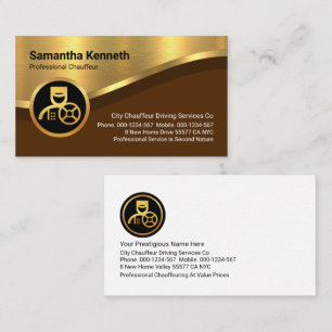Chauffeur's Luxurious Gold Curve Wave Lines Business Card