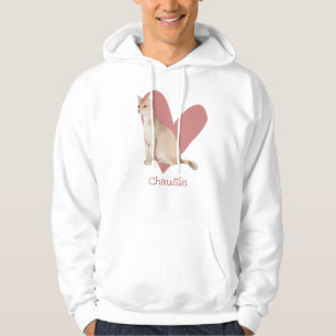 Chausie Cat Watercolor Kitty Pink Heart Hoodie