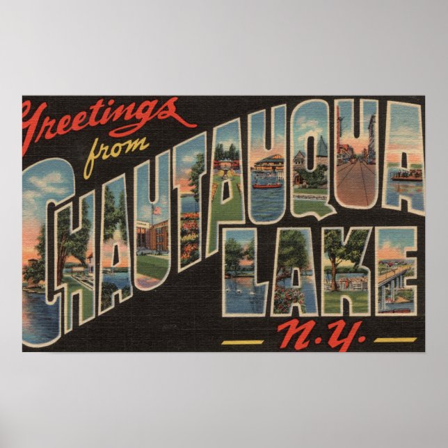 Chautauqua Lake - Large Letter Scenes Poster (Front)