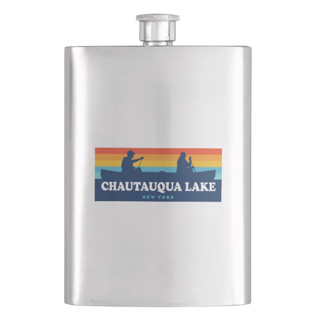 Chautauqua Lake New York Canoe Hip Flask (Front)