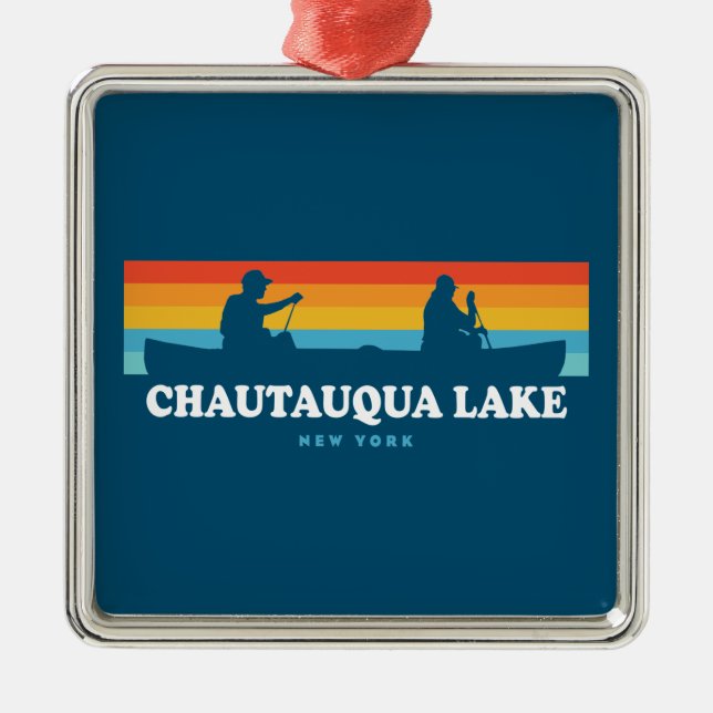 Chautauqua Lake New York Canoe Metal Ornament (Front)