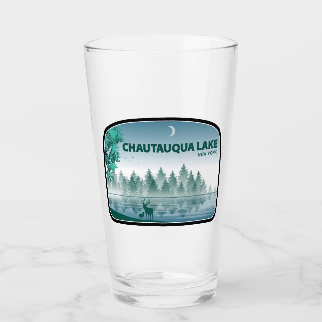 Chautauqua Lake New York Deer Glass (Front)