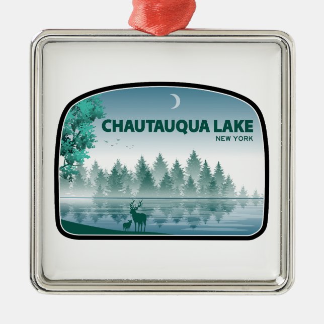 Chautauqua Lake New York Deer Metal Ornament (Front)