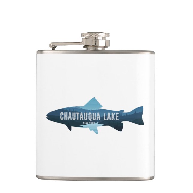 Chautauqua Lake New York Fish Hip Flask (Front)