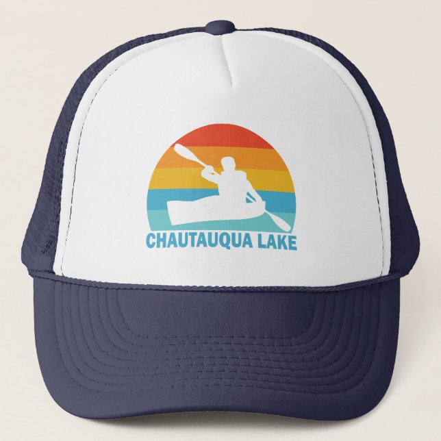 Chautauqua Lake New York Kayak Trucker Hat (Front)