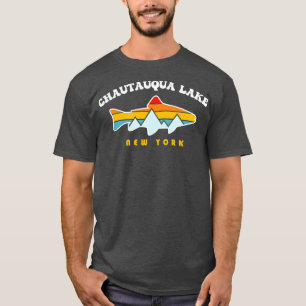 Chautauqua Lake New York NY Retro Sunet Fishing T-Shirt