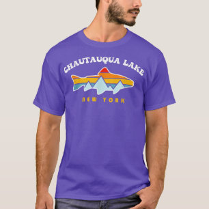 Chautauqua Lake New York NY Retro Sunset Fishing T-Shirt
