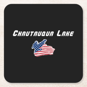 Chautauqua Lake New York Patriotic Eagle Square Paper Coaster