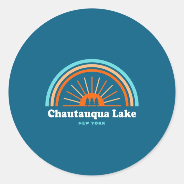 Chautauqua Lake New York Rainbow _1  Classic Round Sticker (Front)