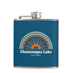 Chautauqua Lake New York Rainbow Hip Flask