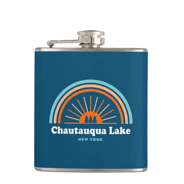 Chautauqua Lake New York Rainbow Hip Flask (Front)