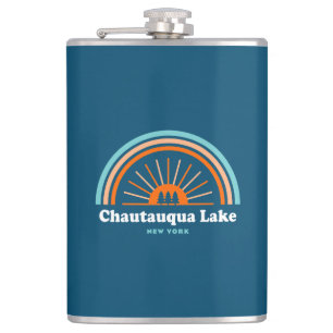 Chautauqua Lake New York Rainbow Hip Flask
