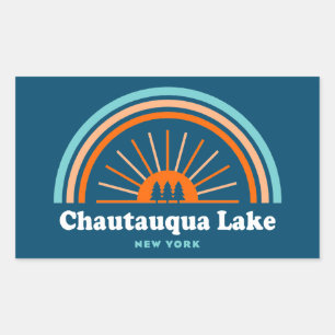 Chautauqua Lake New York Rainbow Rectangular Sticker