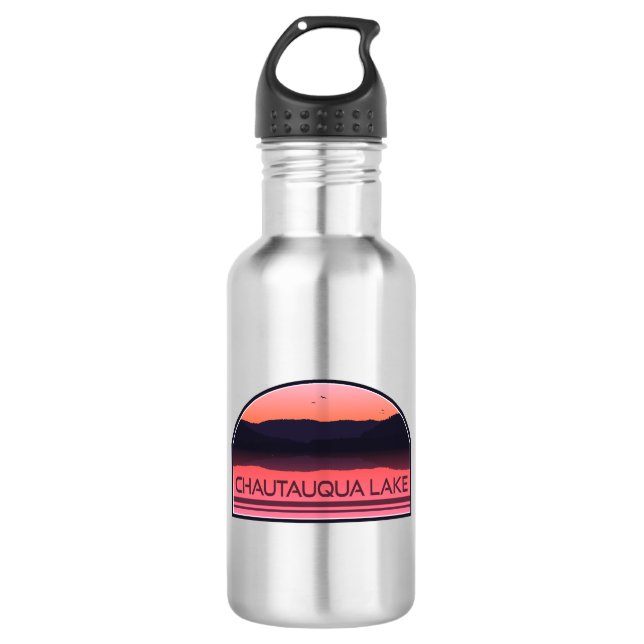 Chautauqua Lake New York Red Sunrise 532 Ml Water Bottle (Front)