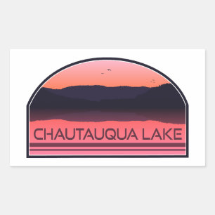 Chautauqua Lake New York Red Sunrise Rectangular Sticker