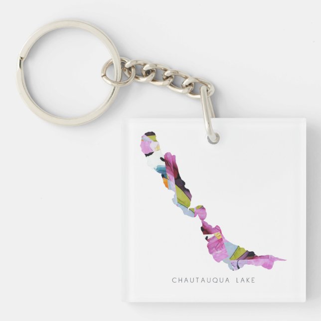 Chautauqua Lake Silhouette Map Keychain (Front)