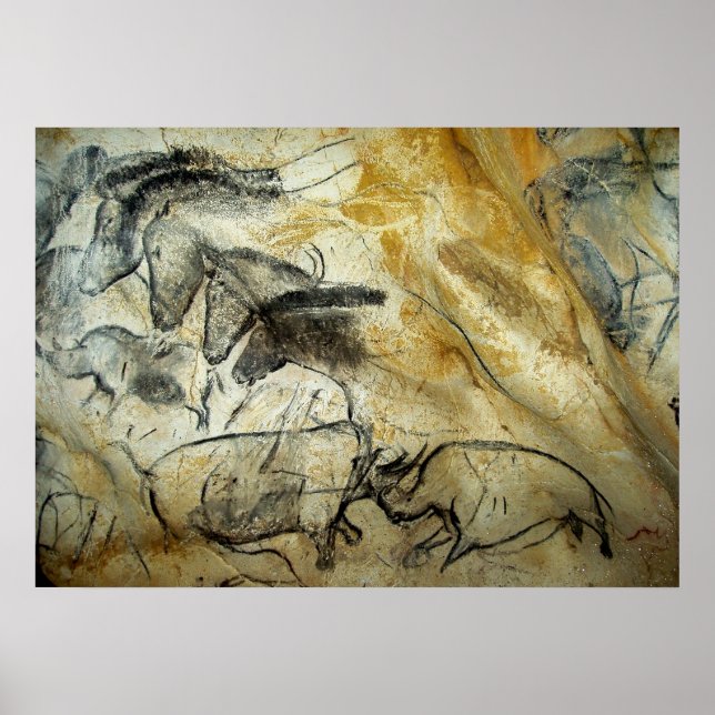 Chauvet Cave Horses and other Wildlife Painting Poster (Front)