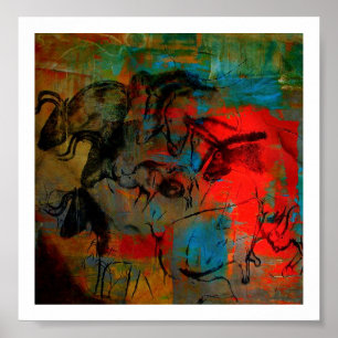 Chauvet horses and cattle painting print