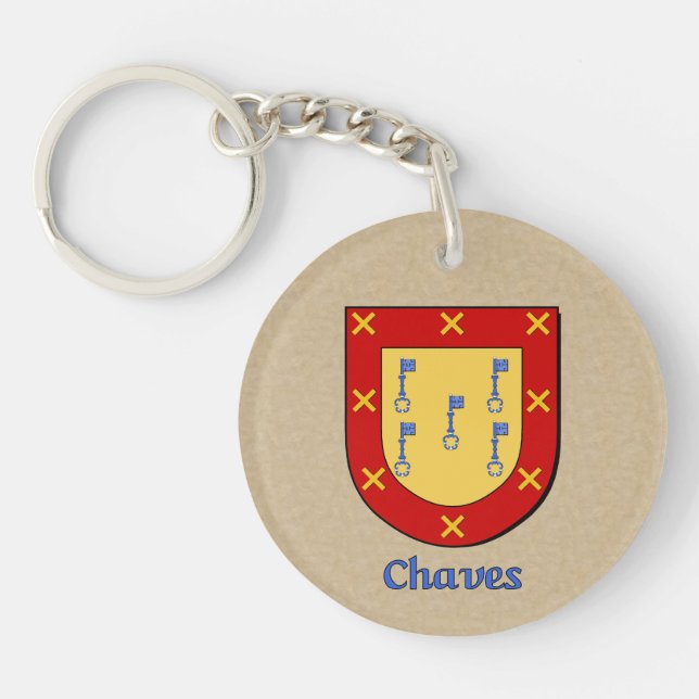 Chaves Historical Shield with Flag of Spain Key Ring (Front)