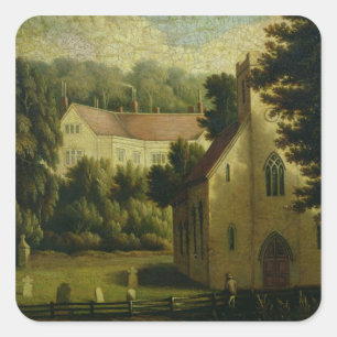 Chawton House and Church, 1809 Square Sticker
