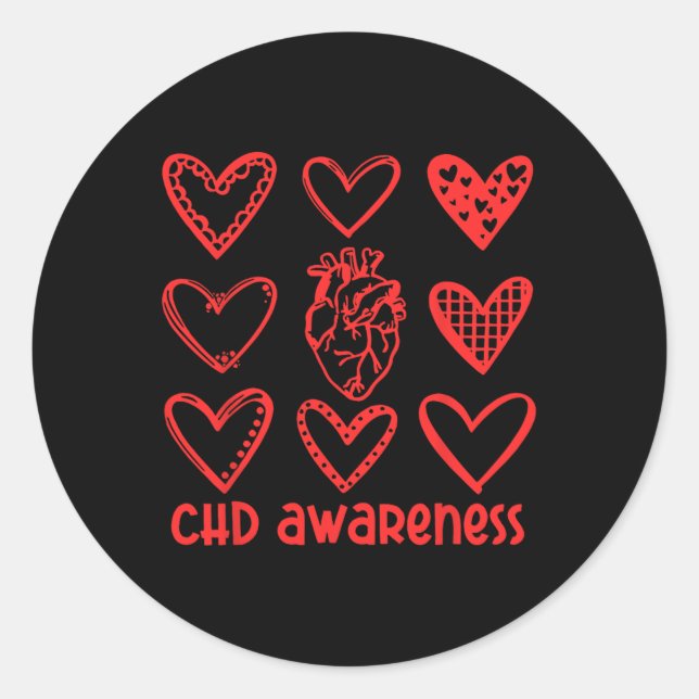 Chd Awareness Anatomical Heart Disease Awareness W Classic Round Sticker (Front)
