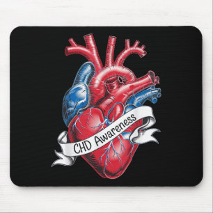 Chd Awareness Anatomical Heart Ribbon Design Mouse Pad