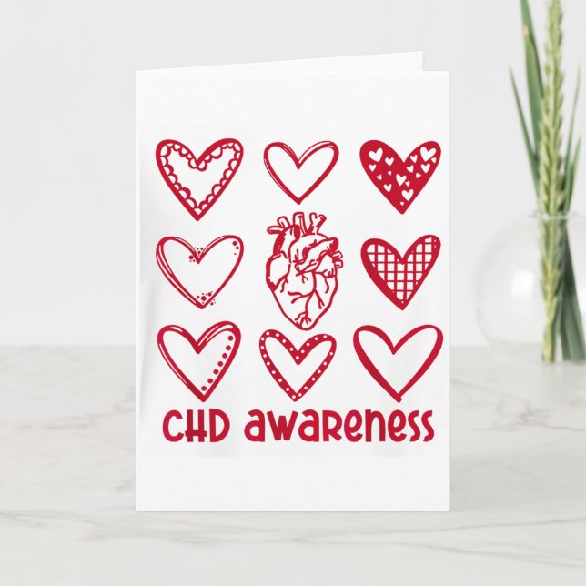 Chd Awareness Heart Anatomical Heart Disease Month Card (Front)