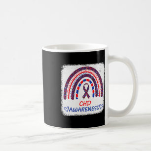 Chd Awareness Heart Disease Bleached Rainbow Blue Coffee Mug
