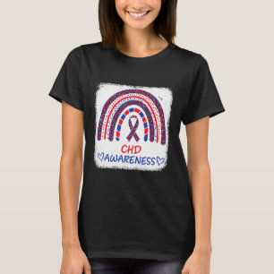 Chd Awareness Heart Disease Bleached Rainbow Blue T-Shirt