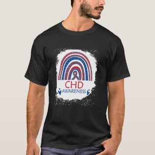 CHD Awareness Heart Disease Bleached Rainbow Blue  T-Shirt