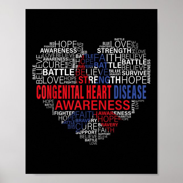 Chd Awareness Heart Disease Fighting Hope Support  Poster (Front)