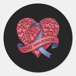 Chd Awareness Heart Ribbon Family Support Classic Round Sticker