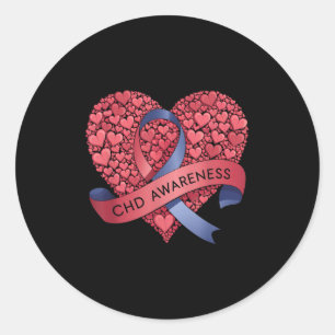 Chd Awareness Heart Ribbon Family Support Classic Round Sticker