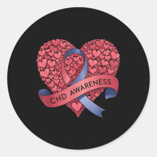 Chd Awareness Heart Ribbon Family Support Classic Round Sticker