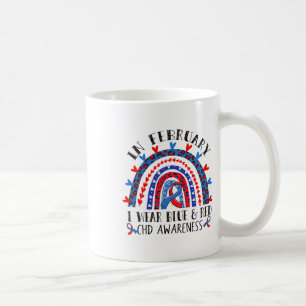 Chd Awareness Rainbow Blue Red Ribbon I Wear Blue Coffee Mug