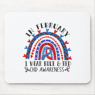 Chd Awareness Rainbow Blue Red Ribbon I Wear Blue Mouse Pad