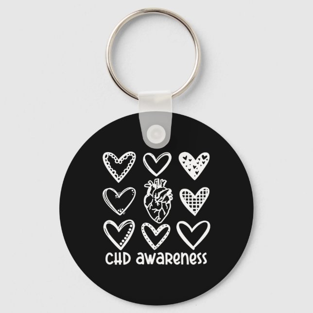 Chd Awareness Warrior-heart Disease Month Awarenes Key Ring (Front)