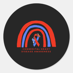 Chd Congenital Heart Disease Awareness Red Blue Ri Classic Round Sticker