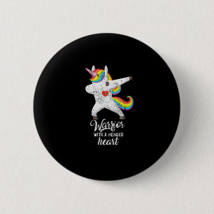 CHD Heart Awareness gift Unicorn Warrior Mended Co 6 Cm Round Badge