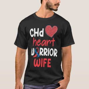 CHD Heart Disease Warrior Proud Wife Awareness Rib T-Shirt