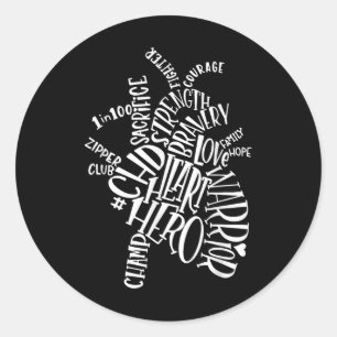 Chd Heart Warrior Typography Graphic Classic Round Sticker