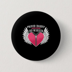 Chd Warrior Proud Daddy Zipper Heart With Angel Wi 6 Cm Round Badge
