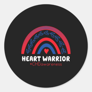 Chd Warrior Red And Blue Rainbow Heart Disease Awa Classic Round Sticker