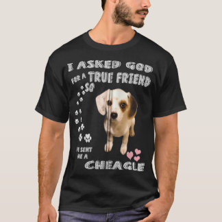 Cheagle Saying Mom Dad Print, Cute Beagle Chihuahu T-Shirt