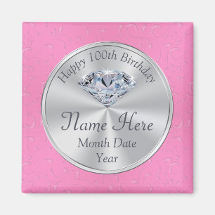 Cheap 100th Birthday Party Ideas, Diamond Pins Magnet