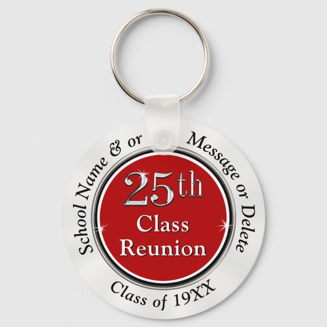 Cheap 25th Class Reunion Party Favours Personalise Key Ring (Front)