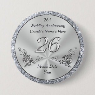 Cheap 26th Anniversary Pins, Any YEAR, Occasion 7.5 Cm Round Badge