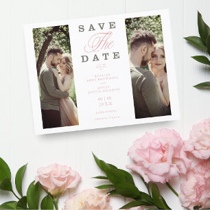 Cheap 2 Photos Couple Hand Lettered Elegant Script Postcard