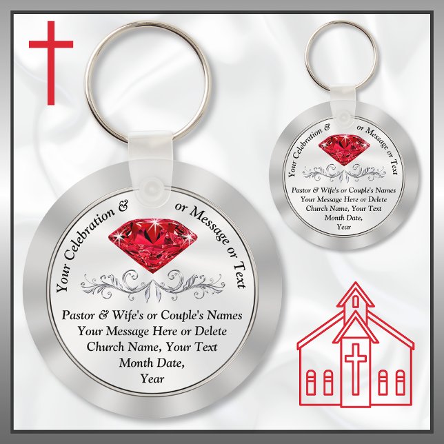 Cheap 40th Church Anniversary Favors or YOUR YEAR Key Ring (40th Church Anniversary, Souvenirs. Christian, 40th Anniversary Favors. 40th pastoral anniversary.)